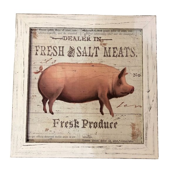 Unknown Other - On The Farm Pig Framed Art New Farmhouse